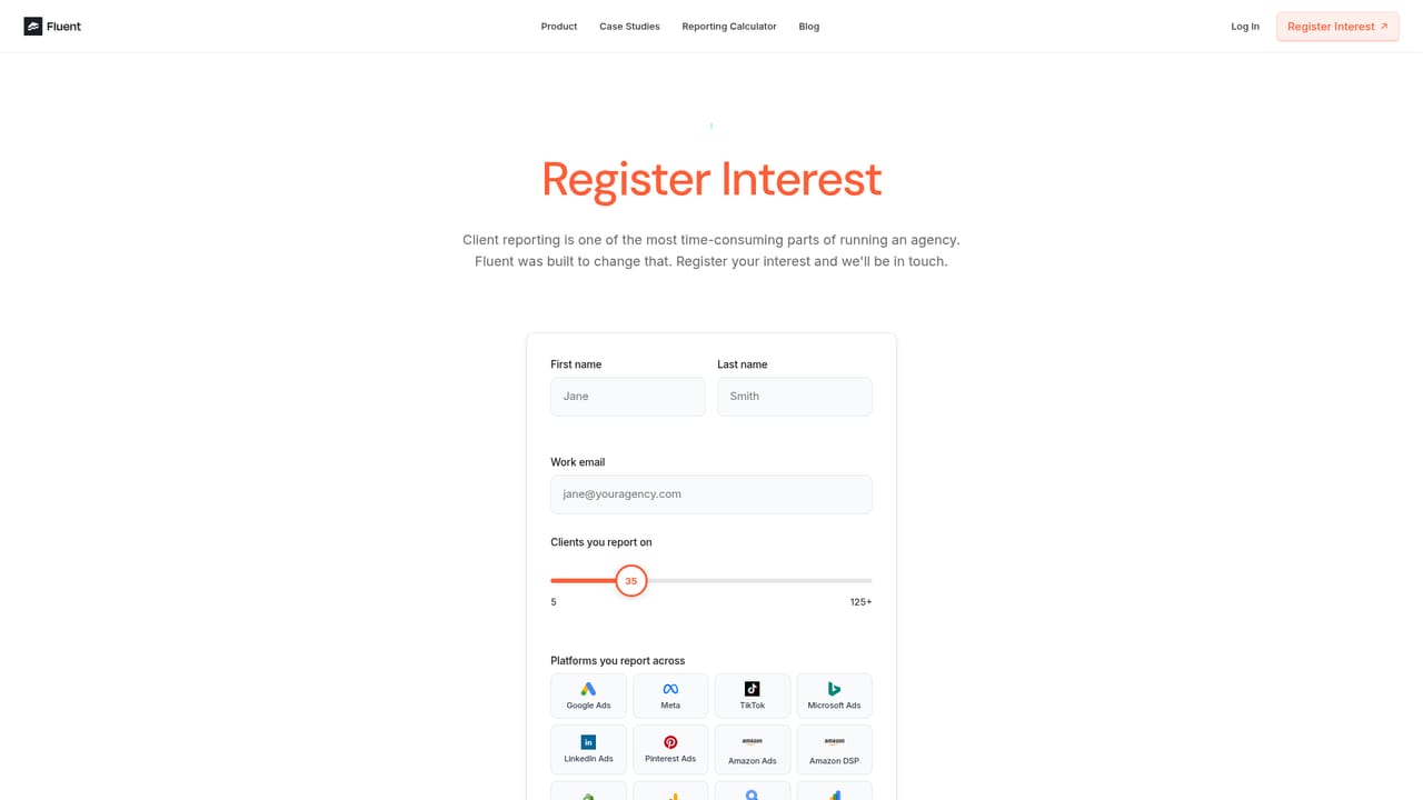 FluentHQ — Register interest and get set up