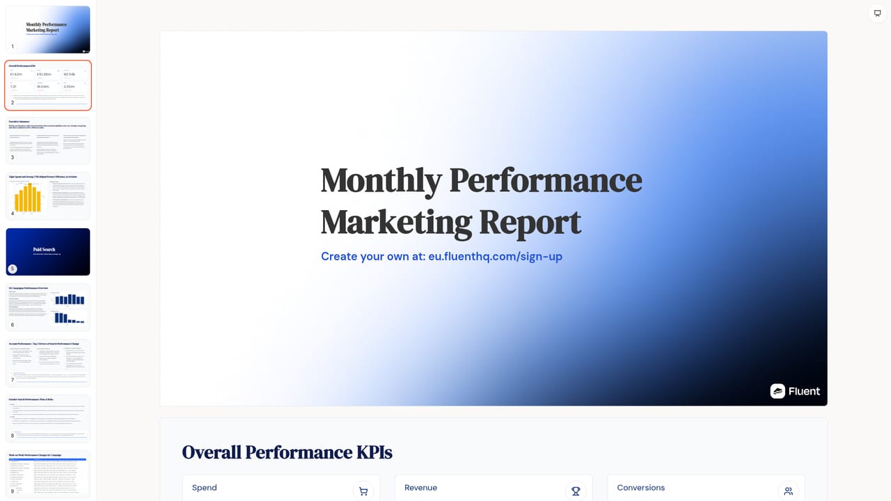 FluentHQ — Review a sample report