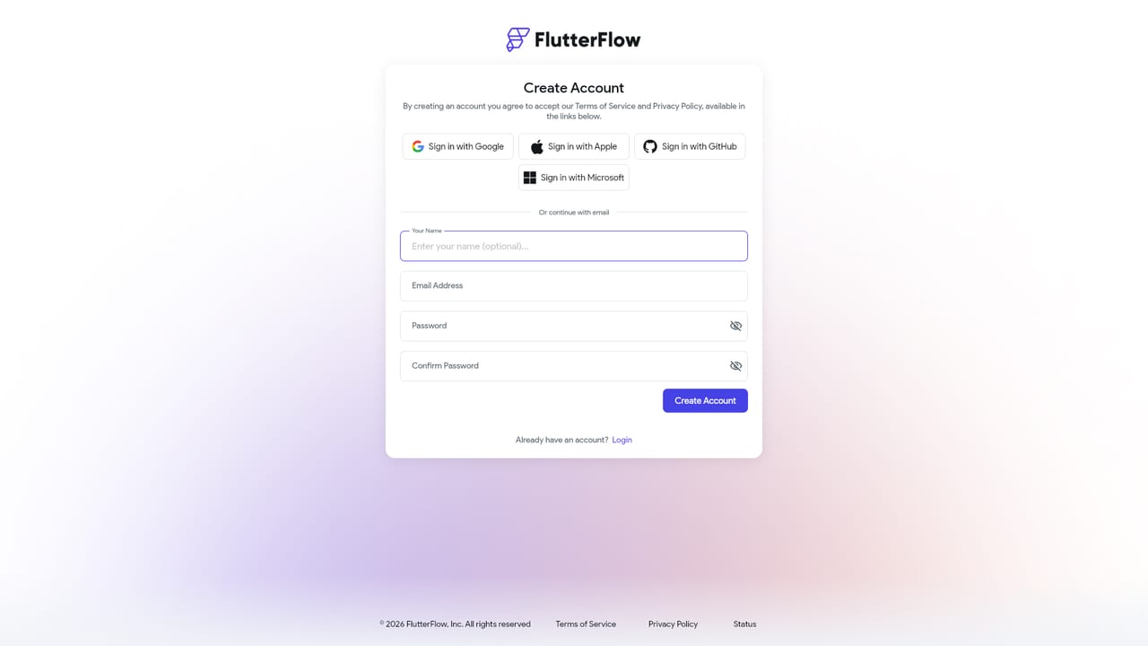FlutterFlow AI Gen — Create a FlutterFlow account