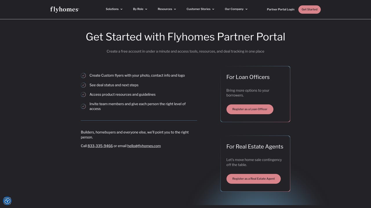 Flyhomes — Start the intake on the Get Started page