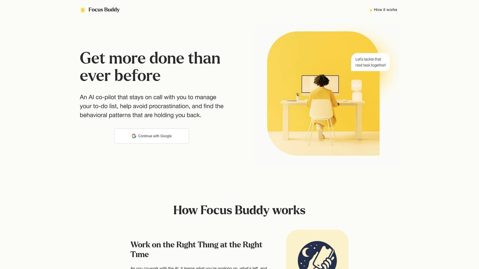 Focus Buddy — Open the site and sign in with Google