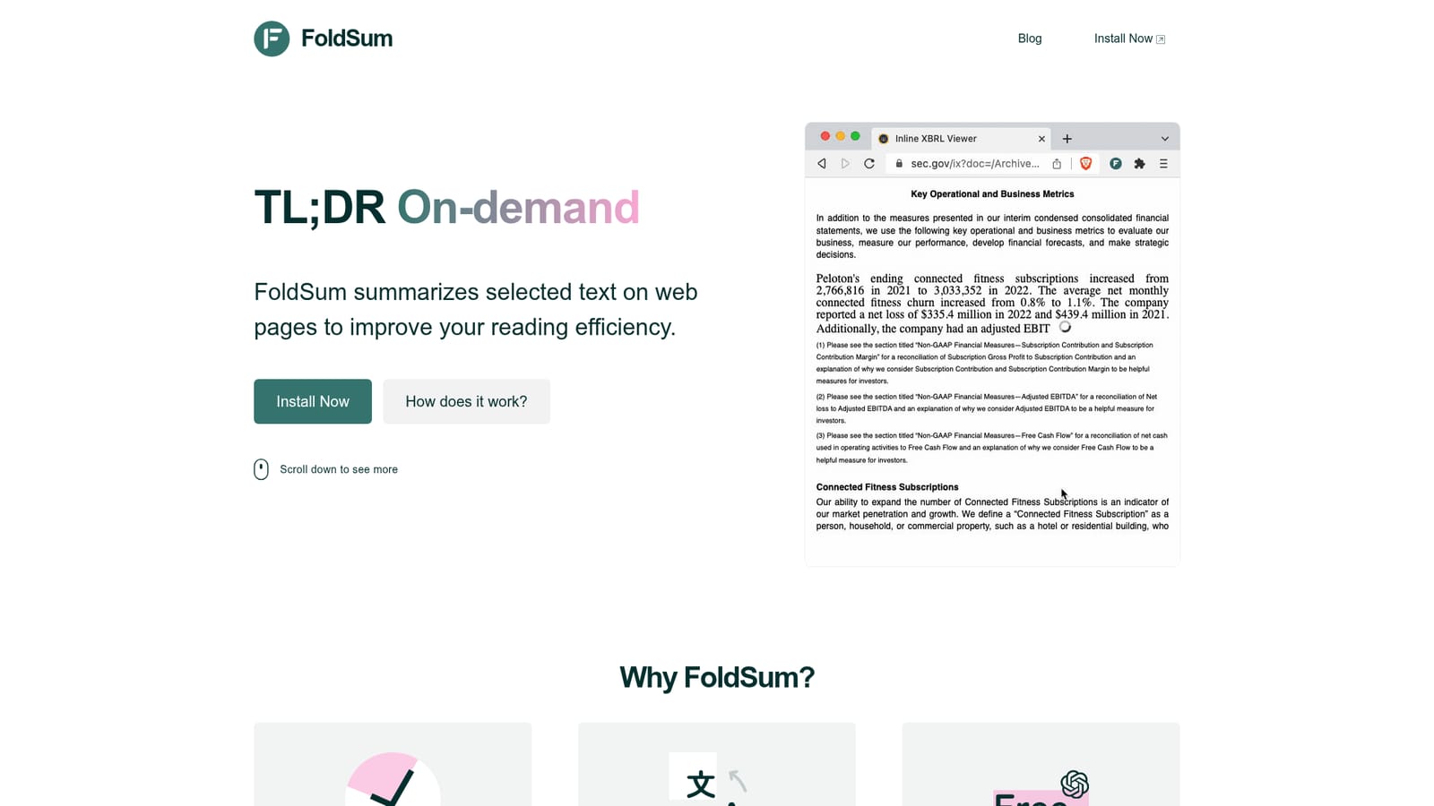 FoldSum — Install the extension