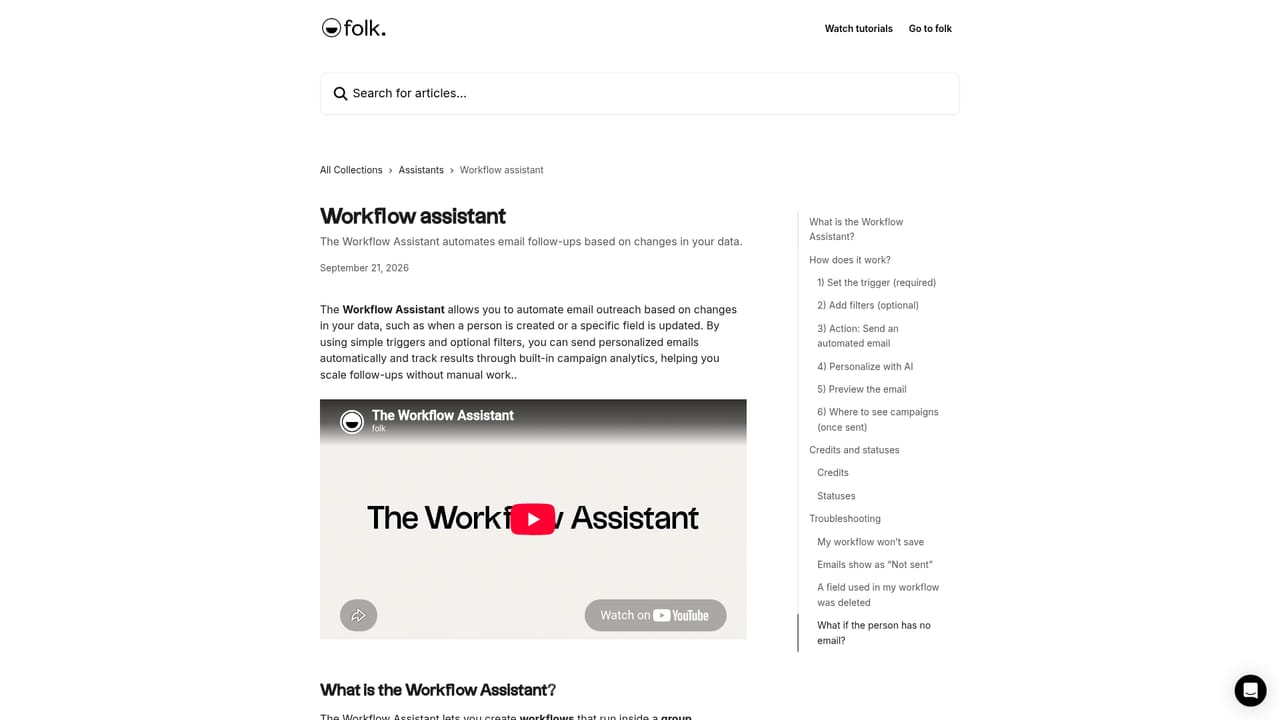 Folk Assistants — Set up an outreach workflow