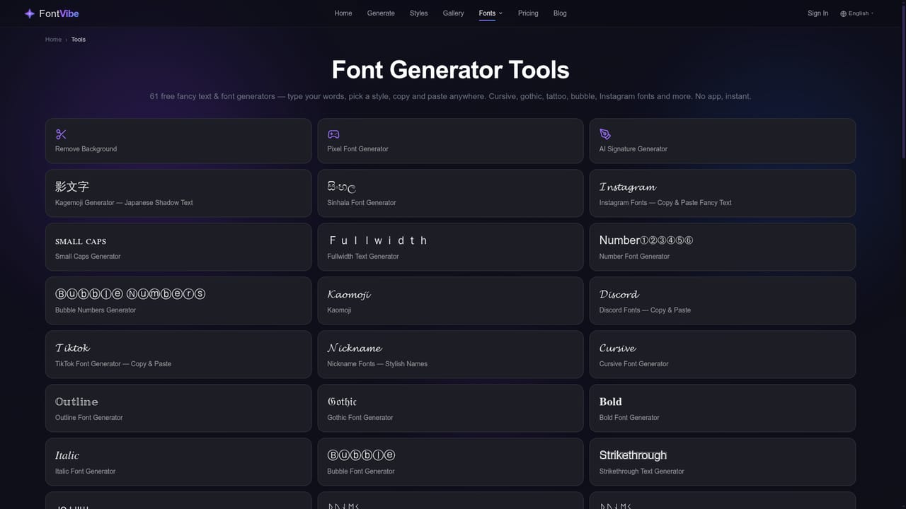FontVibe — Try the fancy text tools for bios and names