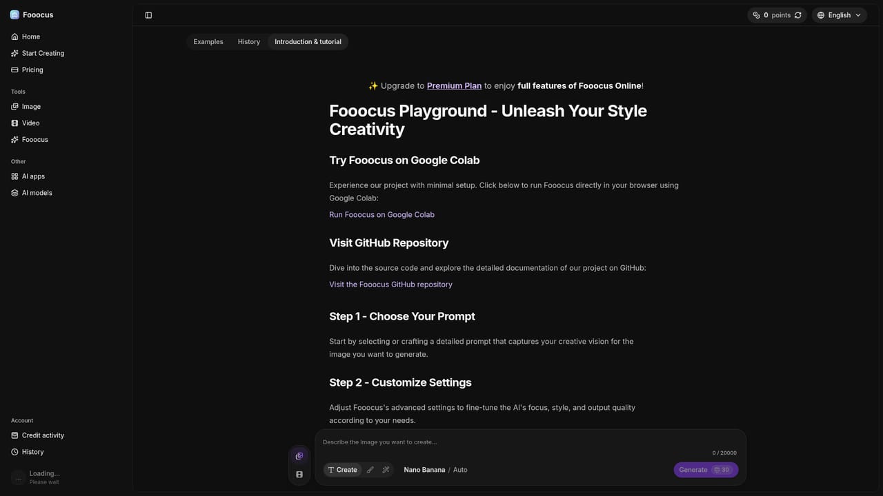 Fooocus — Open the playground and write a prompt