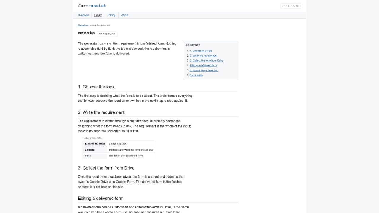 Form Assist — Pick the topic of the form