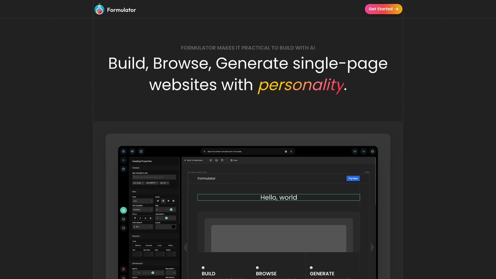 Formulator — Open Formulator and choose a starting point