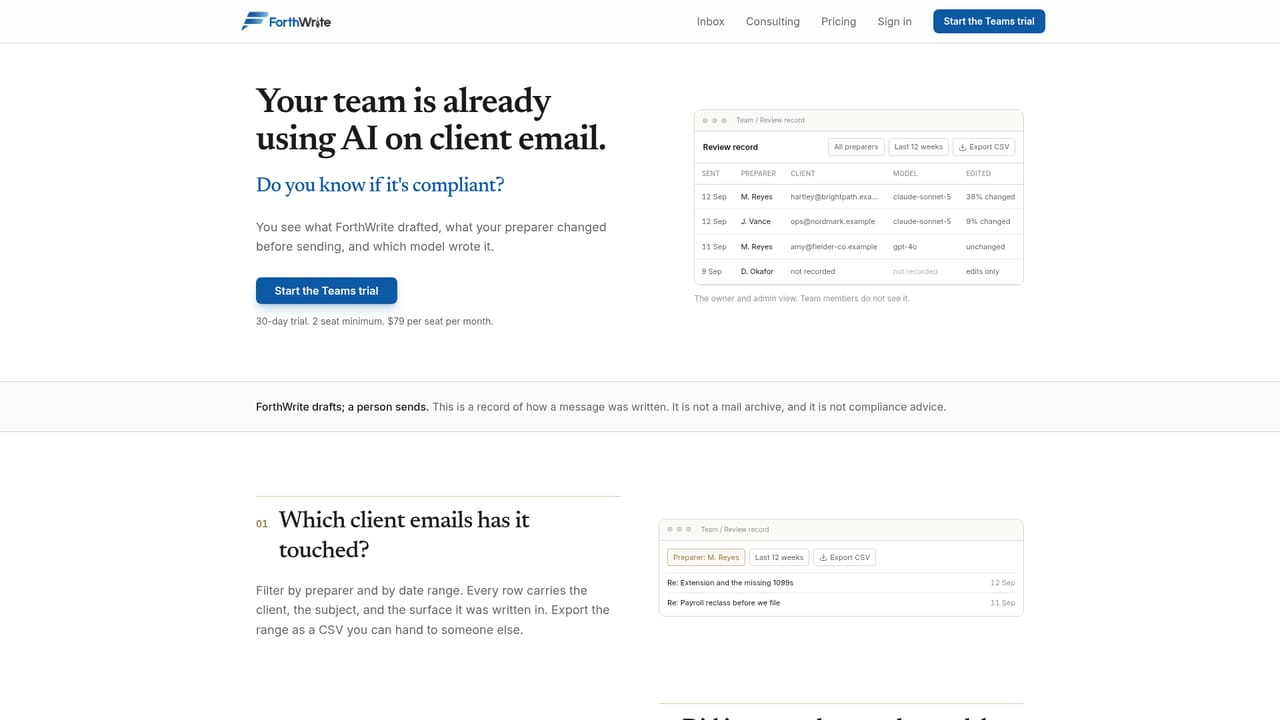 ForthWrite — Set the firm's rules once