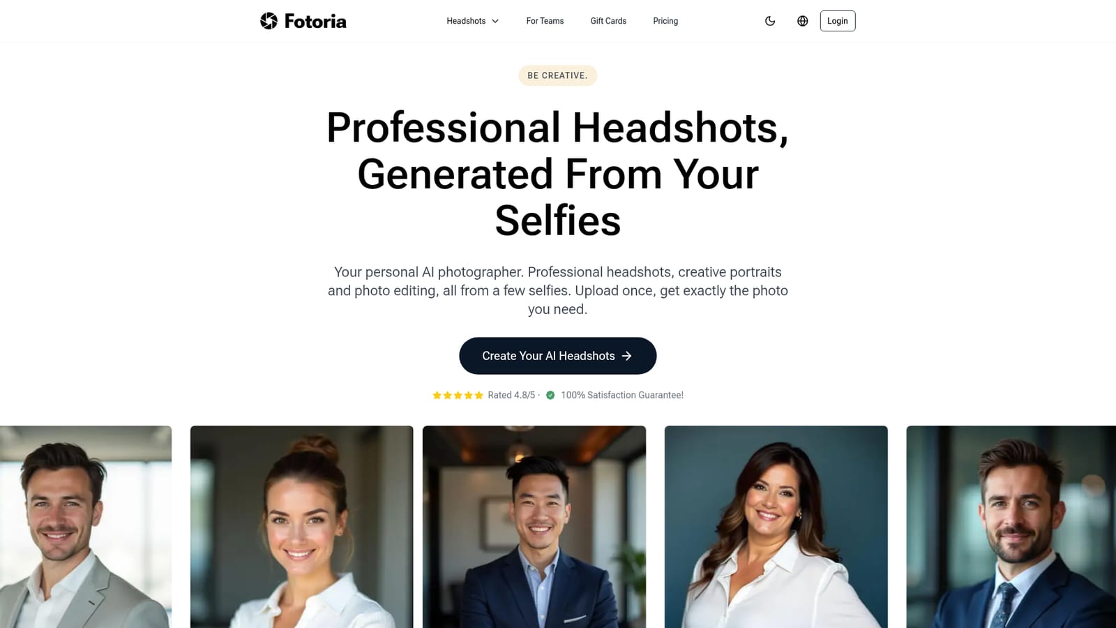 Fotoria — Open the Fotoria site and start a headshot order
