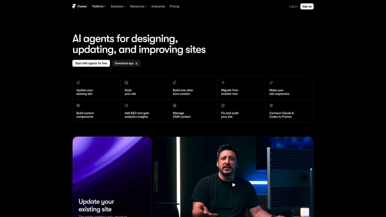 Framer — Brief the agent on what to build