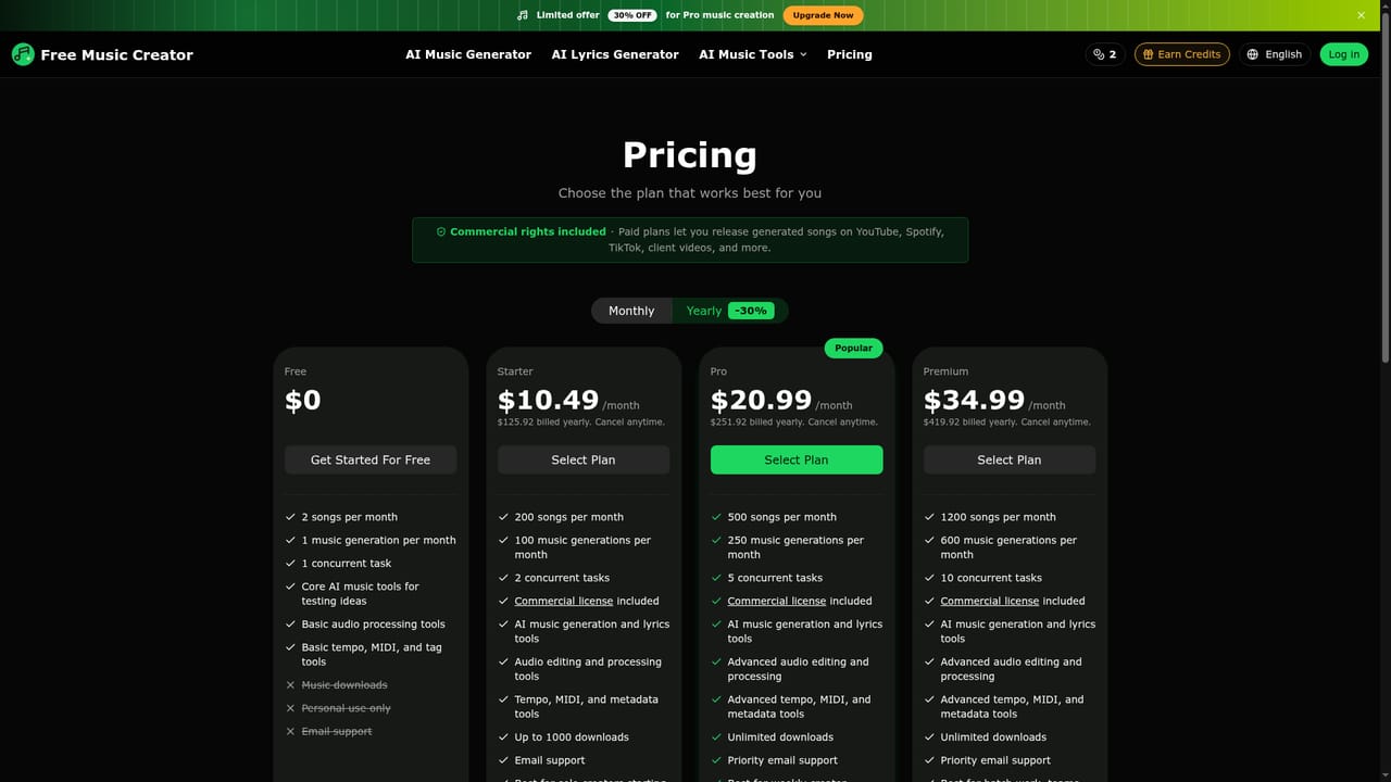 Free ai Music Creator — Download according to your plan