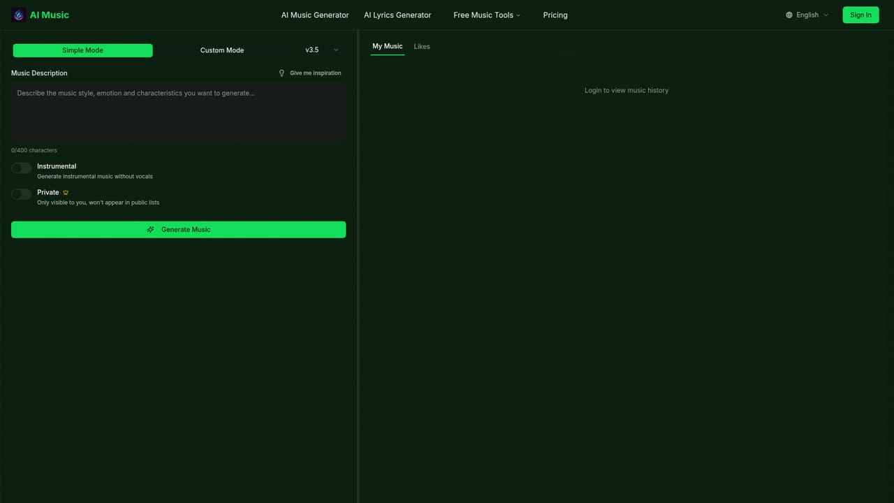 Free AI Music Generator — Describe the music