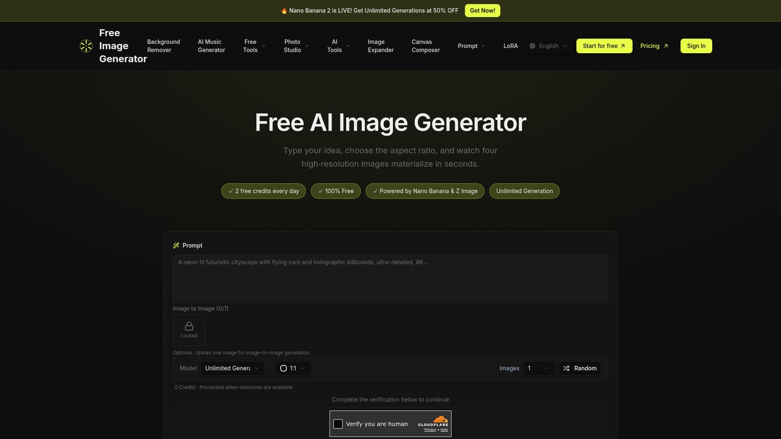 Free Image Generator.app — Open the generator and describe your idea