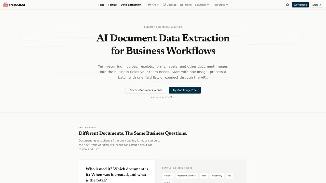 FreeOCR.AI — Pick a focused workflow when structure matters
