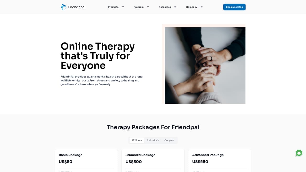 FriendnPal — Book a session with a human therapist