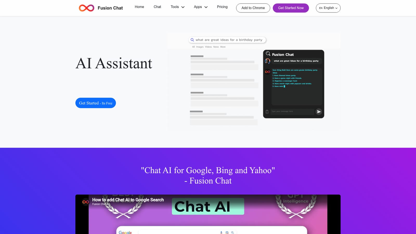 Fusion Chat — Start a free trial from the homepage