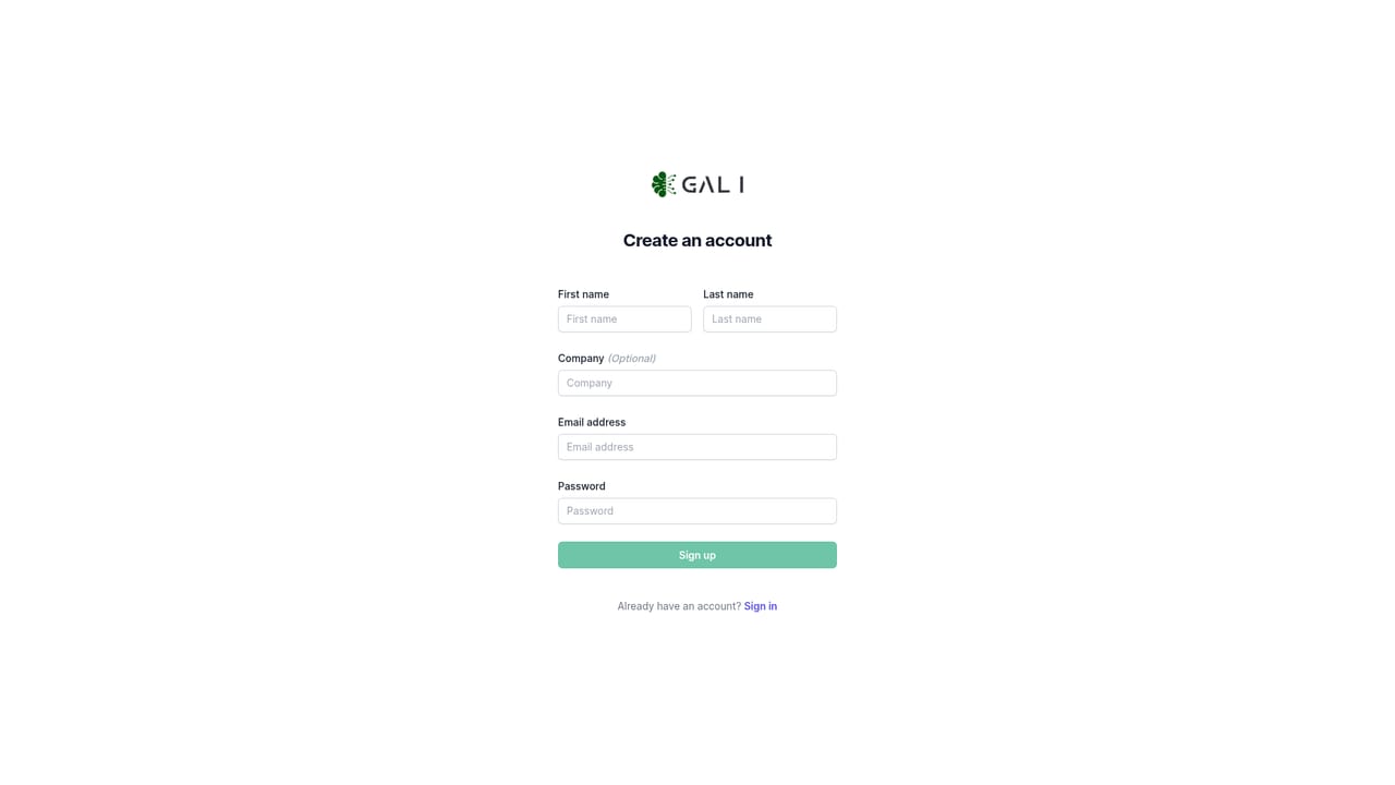 Gali — Create your account