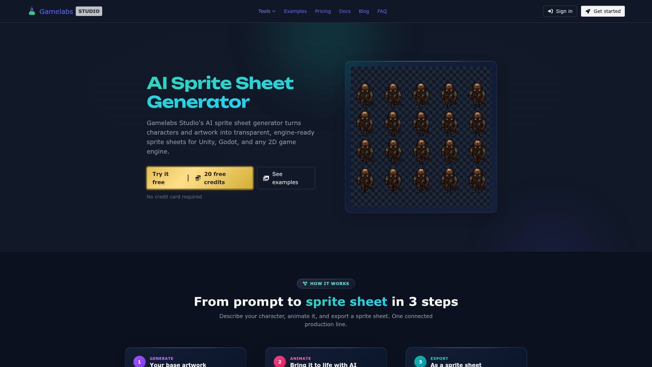 Gamelabs Studio — Configure and export the sprite sheet