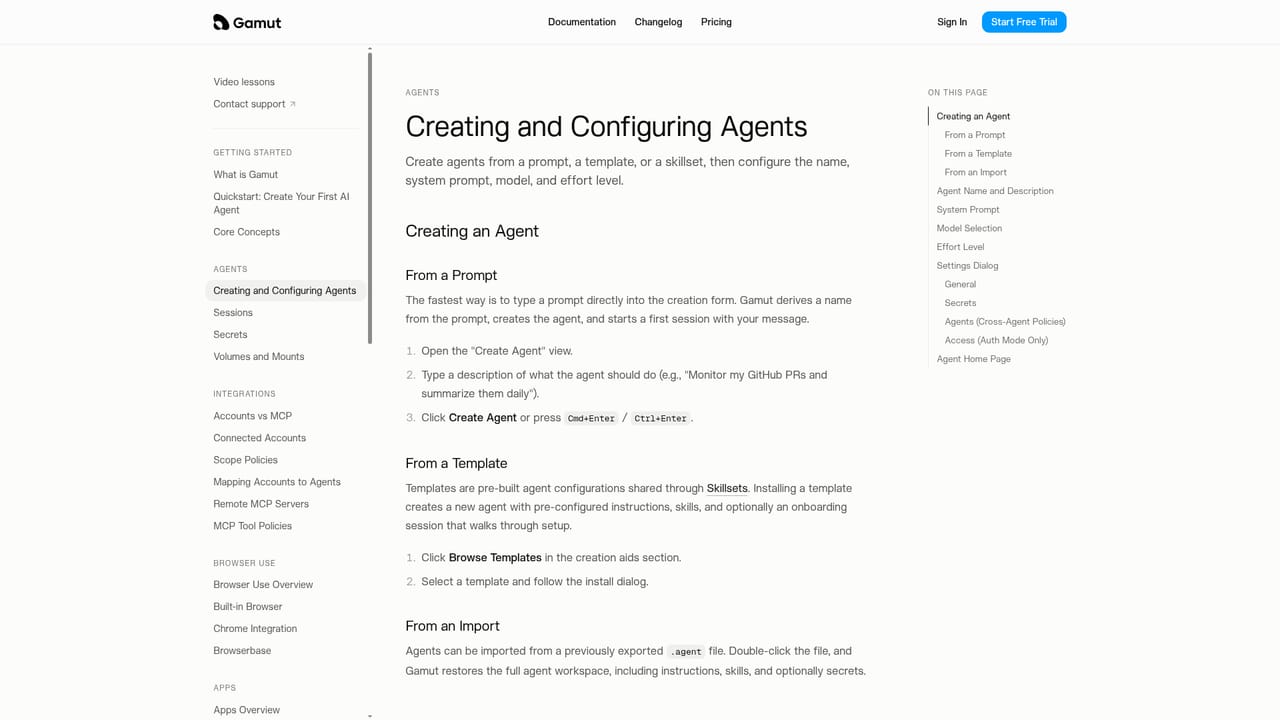 Gamut — Create and configure your first agent