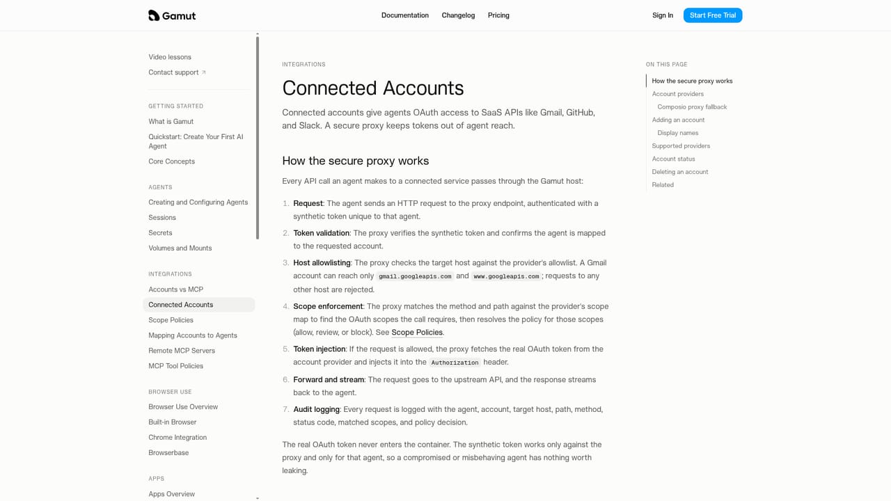 Gamut — Connect the accounts the agent needs