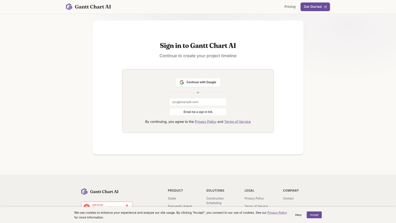 Gantt Chart AI — Start a chart from the homepage
