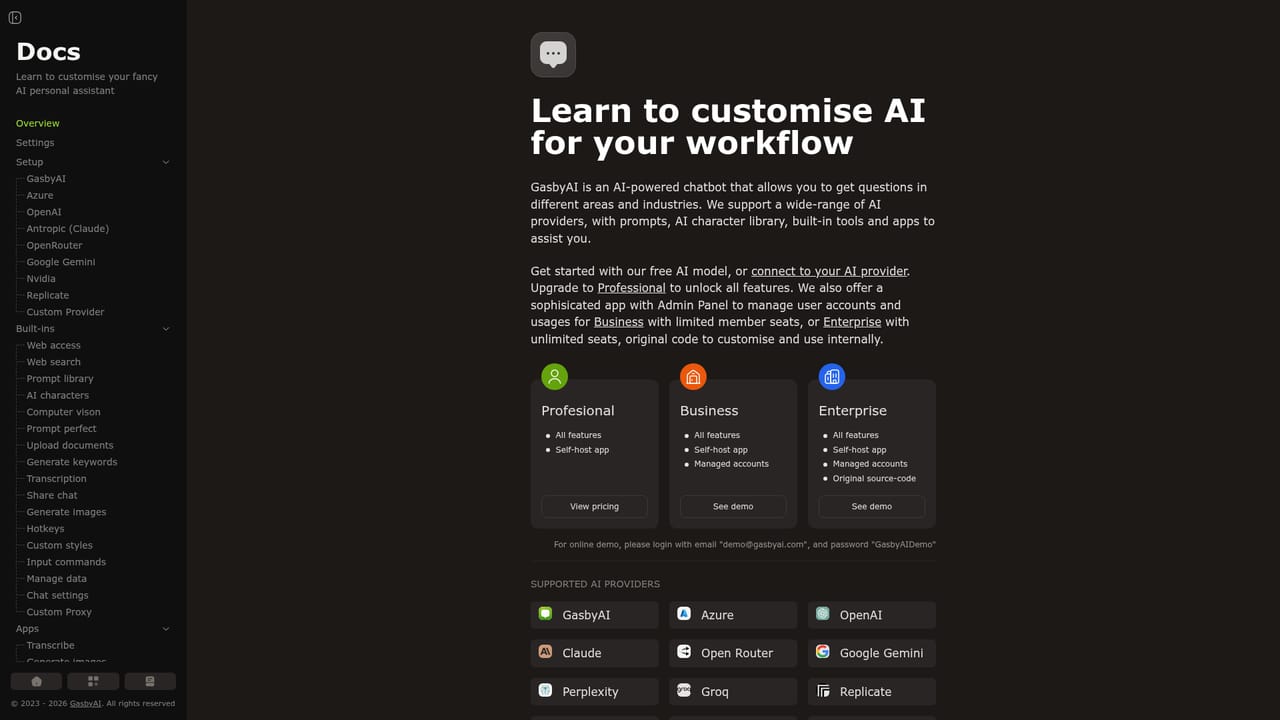 GasbyAI — Review the documentation