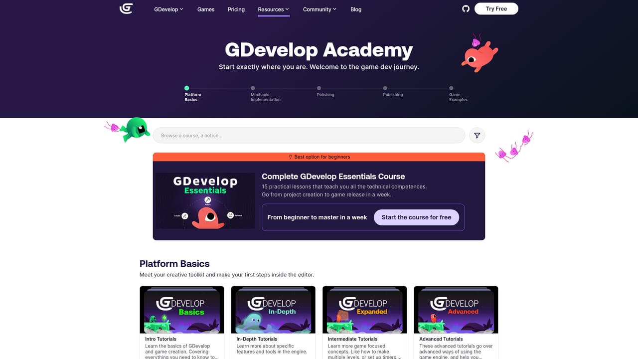 GDevelop — Work through the learning material