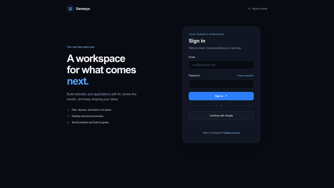 Genesys AI — Open your project space