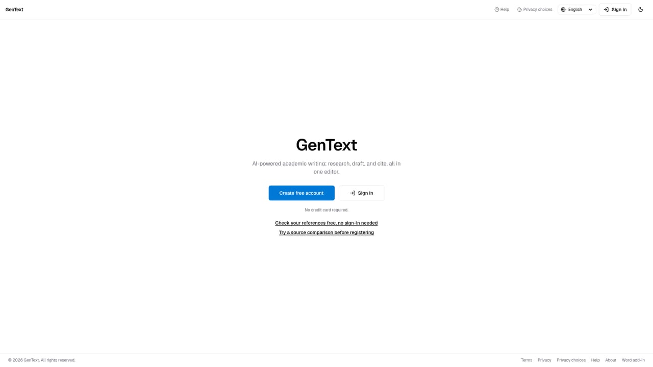 GenText AI Assistant — Create a free account