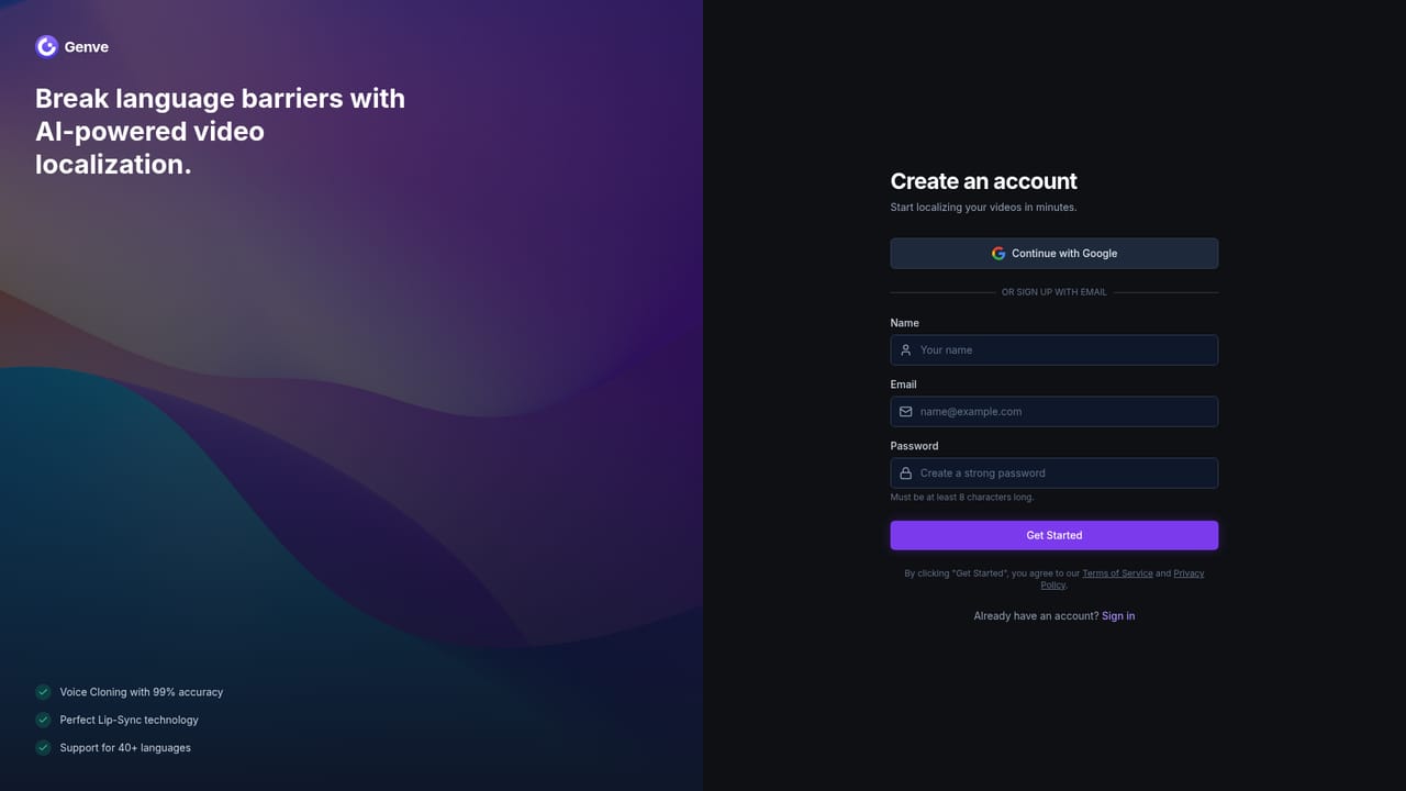 Genve AI — Create a free account