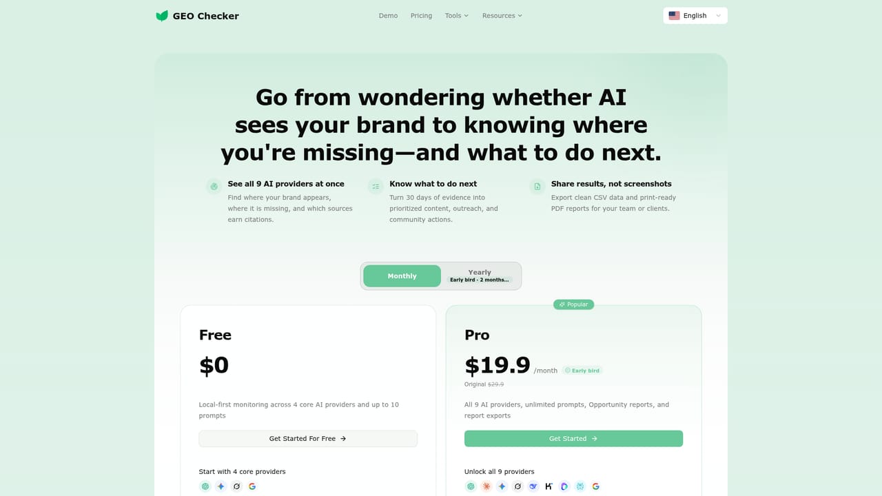 GEO Checker — Upgrade for full provider coverage