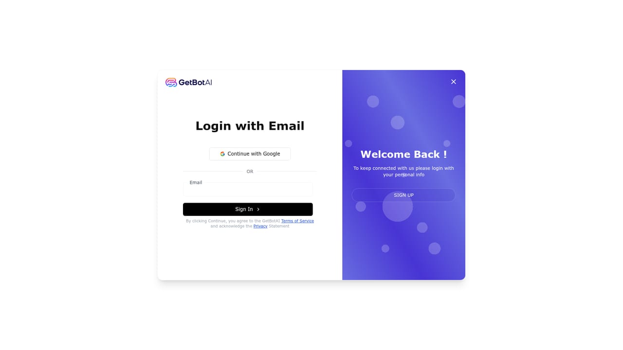 GetBotAI — Create an account