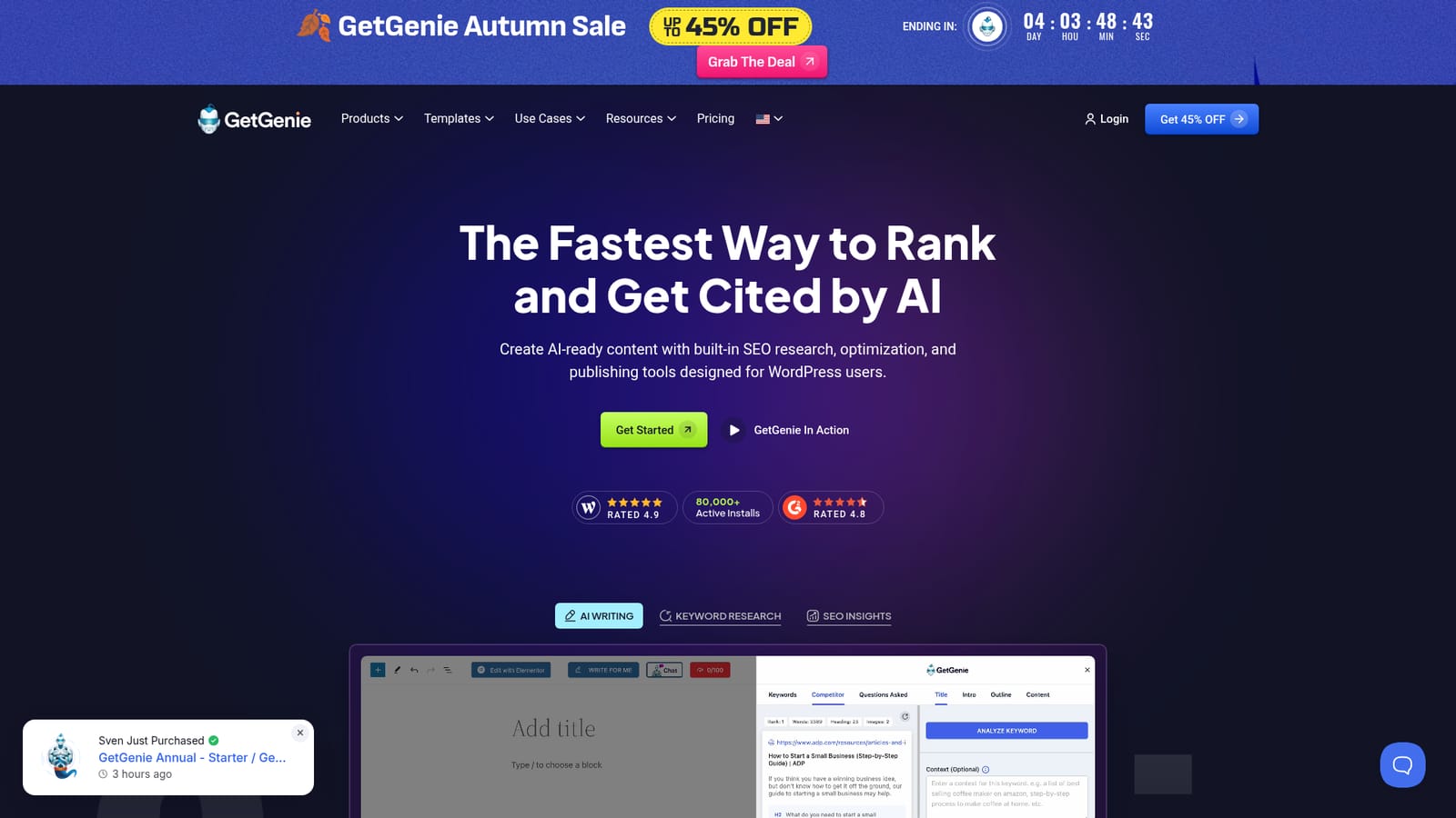 GetGenie — Install the plugin and connect your account