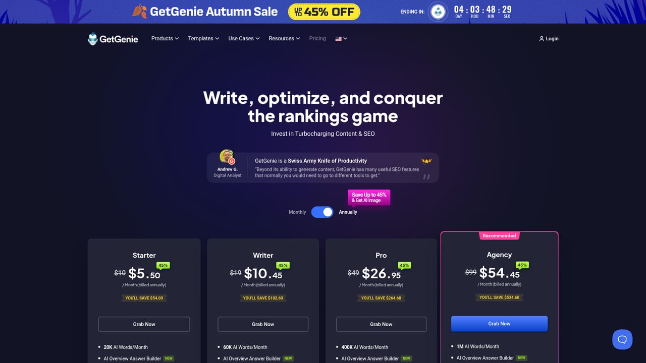GetGenie — Pick a plan that matches your output volume