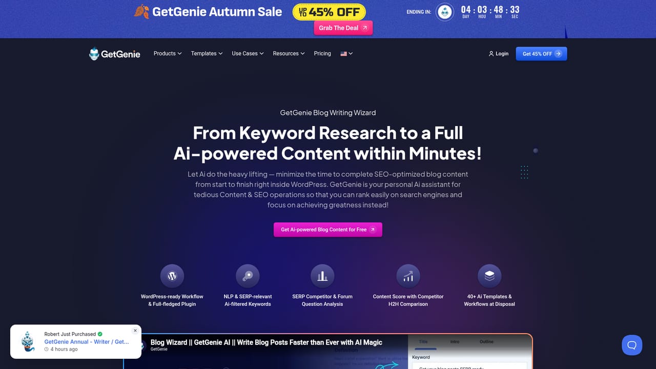 GetGenie — Generate a draft with the Blog Wizard