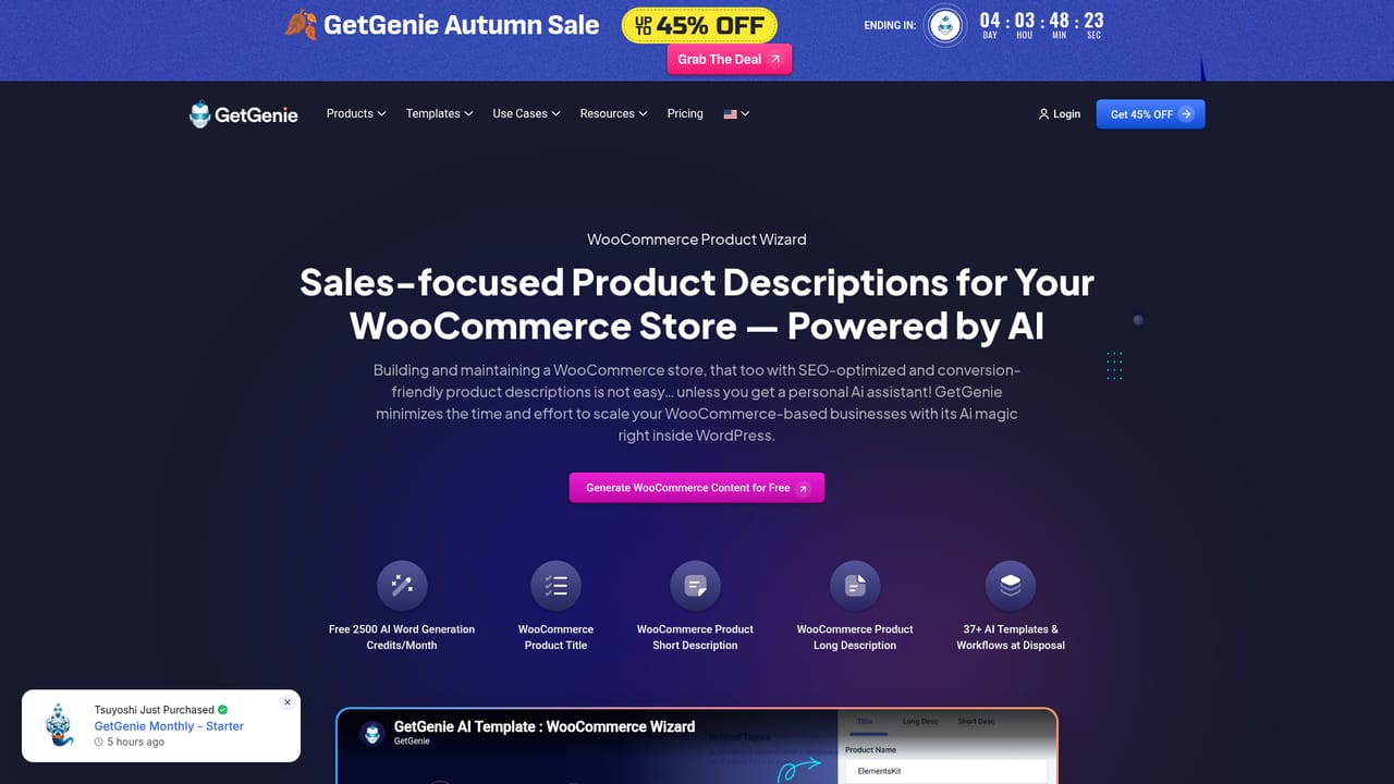 GetGenie — Write product copy with the WooCommerce wizard