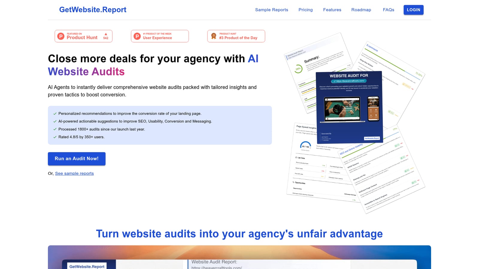 GetWebsite.Report — Open the site and view a sample report