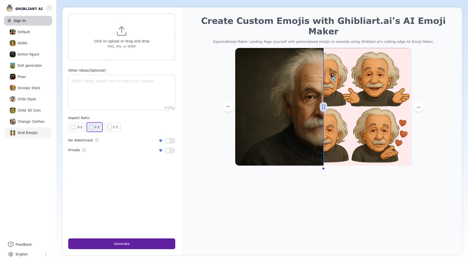 Ghibliart AI Emoji Maker — Open the emoji maker