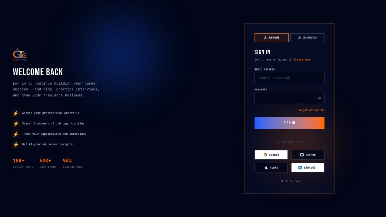 GigForge — Rehearse interviews and manage billing