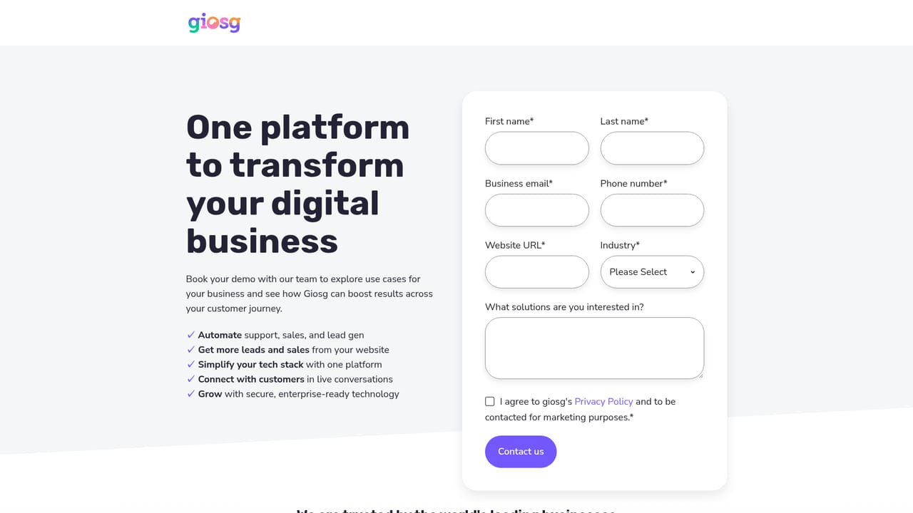 Giosg — Book a demo and scope your use case