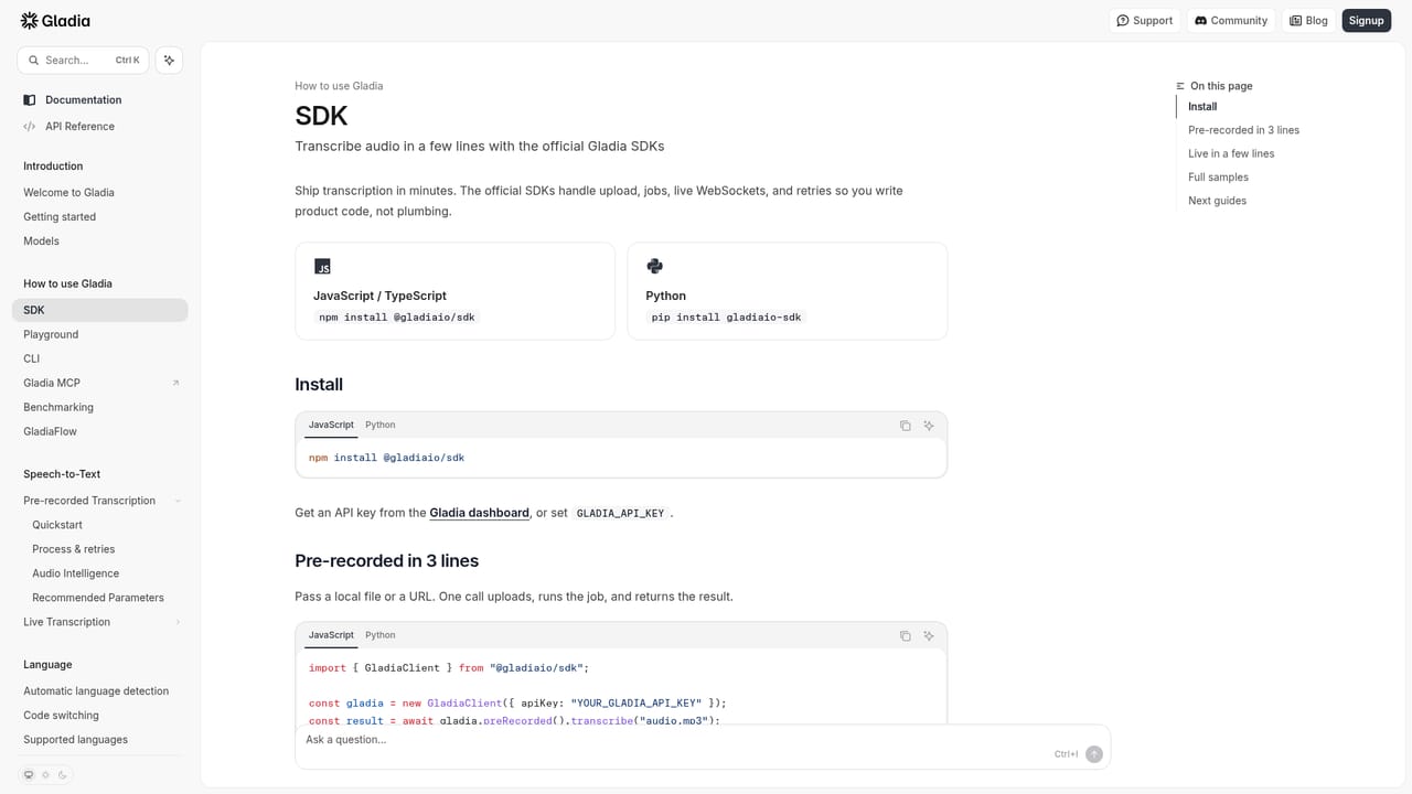 Gladia — Send your first audio file