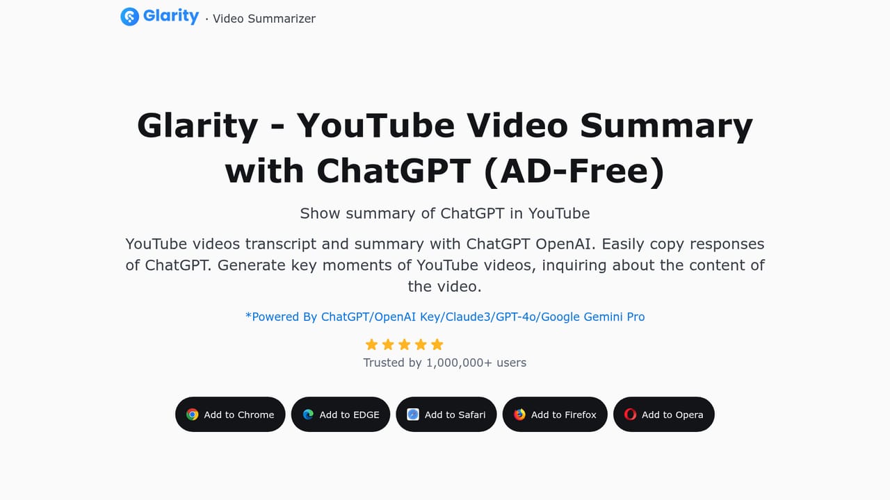 Glarity — Summarize a YouTube video