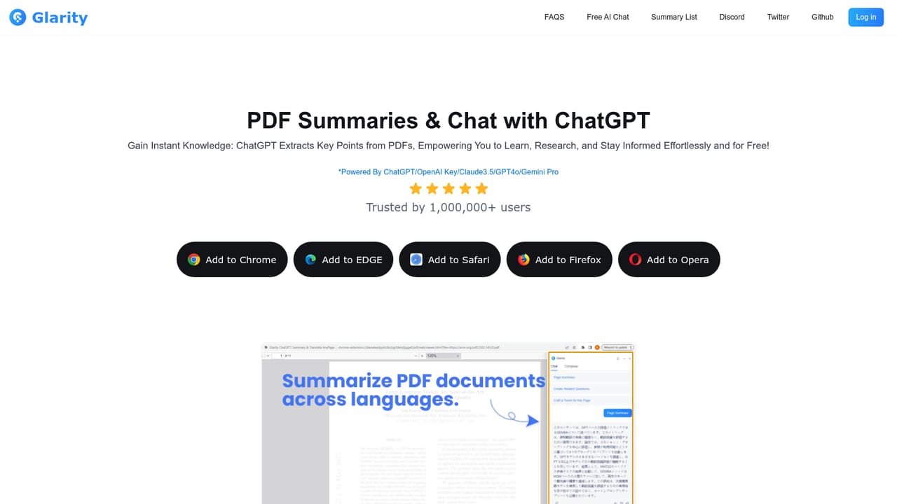 Glarity — Condense a web page or PDF