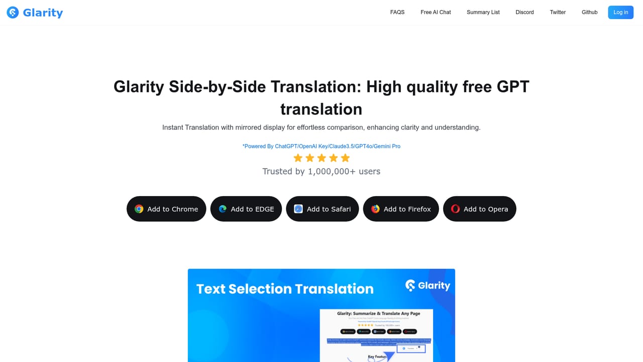 Glarity — Turn on side-by-side translation
