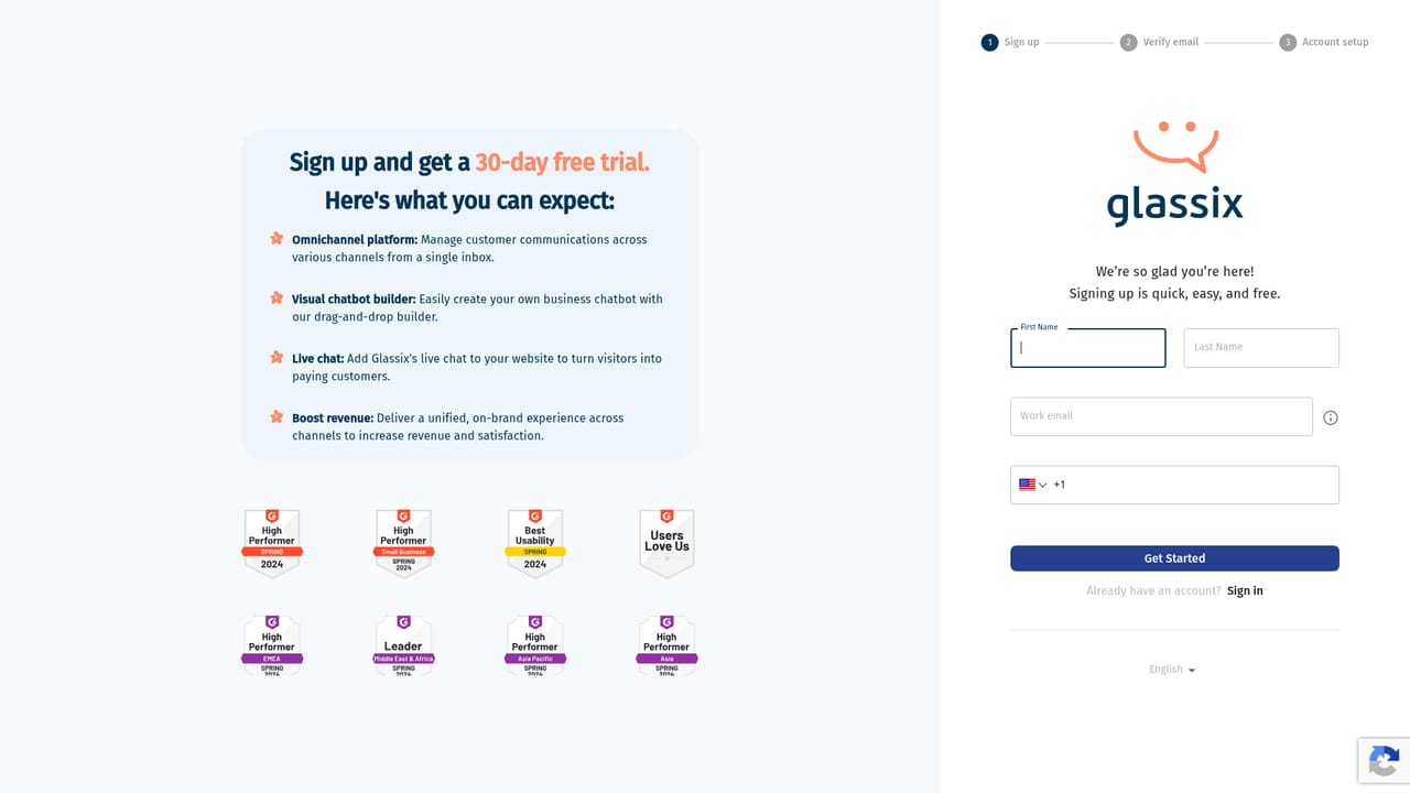 Glassix — Create a Glassix account