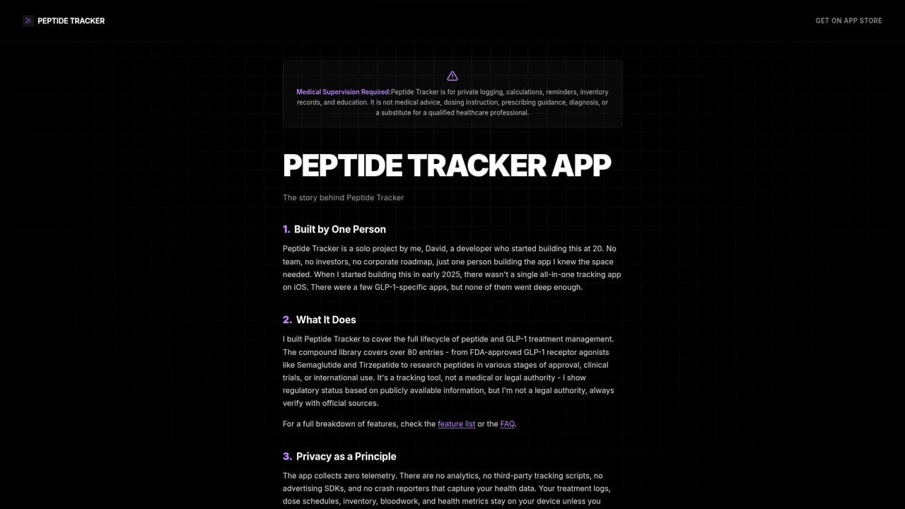GLP-1 Tracker App — Set up a compound or brand preset