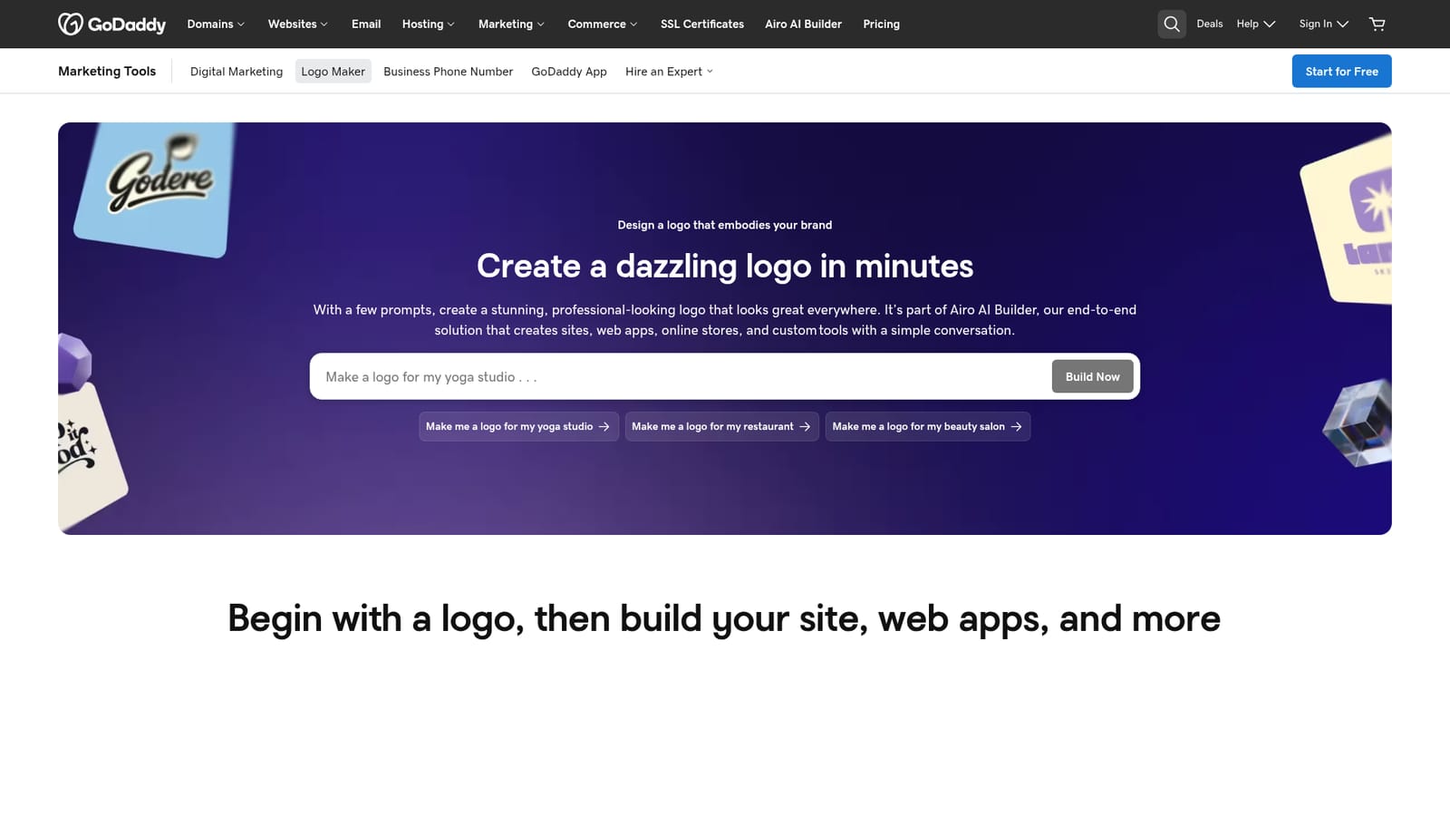 GoDaddy Logo Creator — Describe your business and the style you want