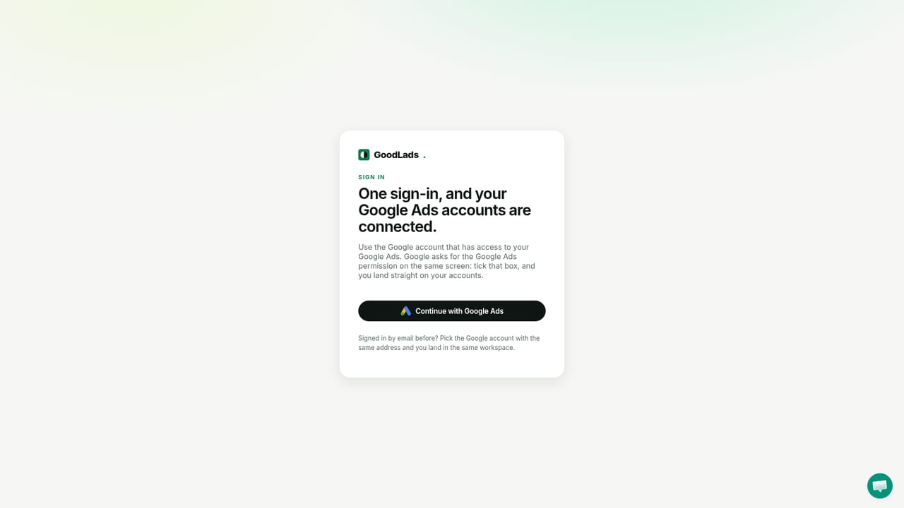 GoodLads — Connect your Google Ads account