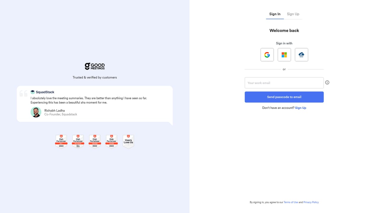 Goodmeetings — Sign up and start the free trial