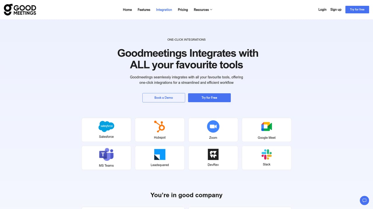 Goodmeetings — Connect your CRM and other tools